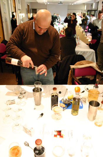 Mauro Mahjoub of Mauro's Negroni Club in Munich mixes up a Cognac Sazerac.
