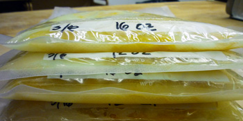 FoodSaver bags full of oleo saccharum and ready for punch.